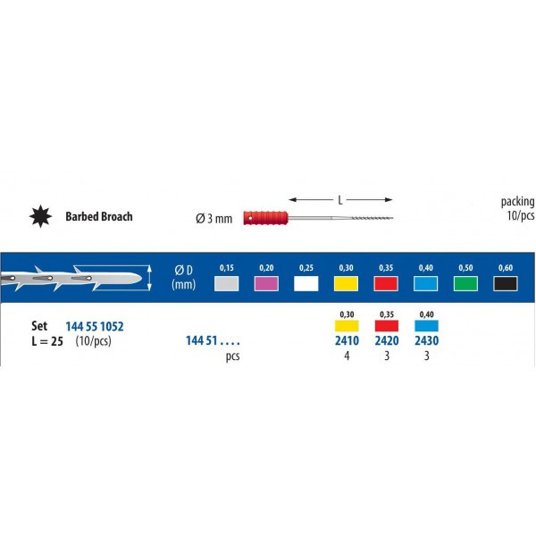 Set Barbed Broach L25